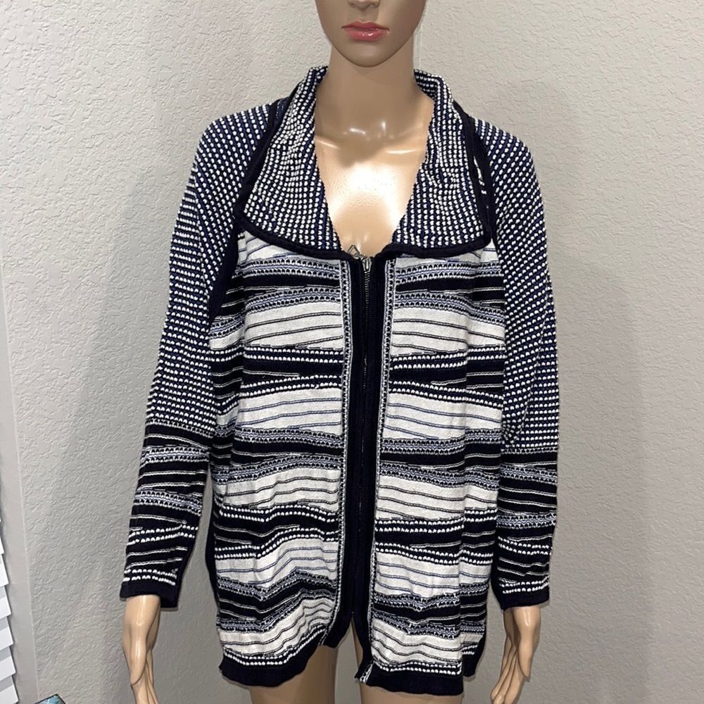 NIC+ZOE zippered cardigan striped sweater